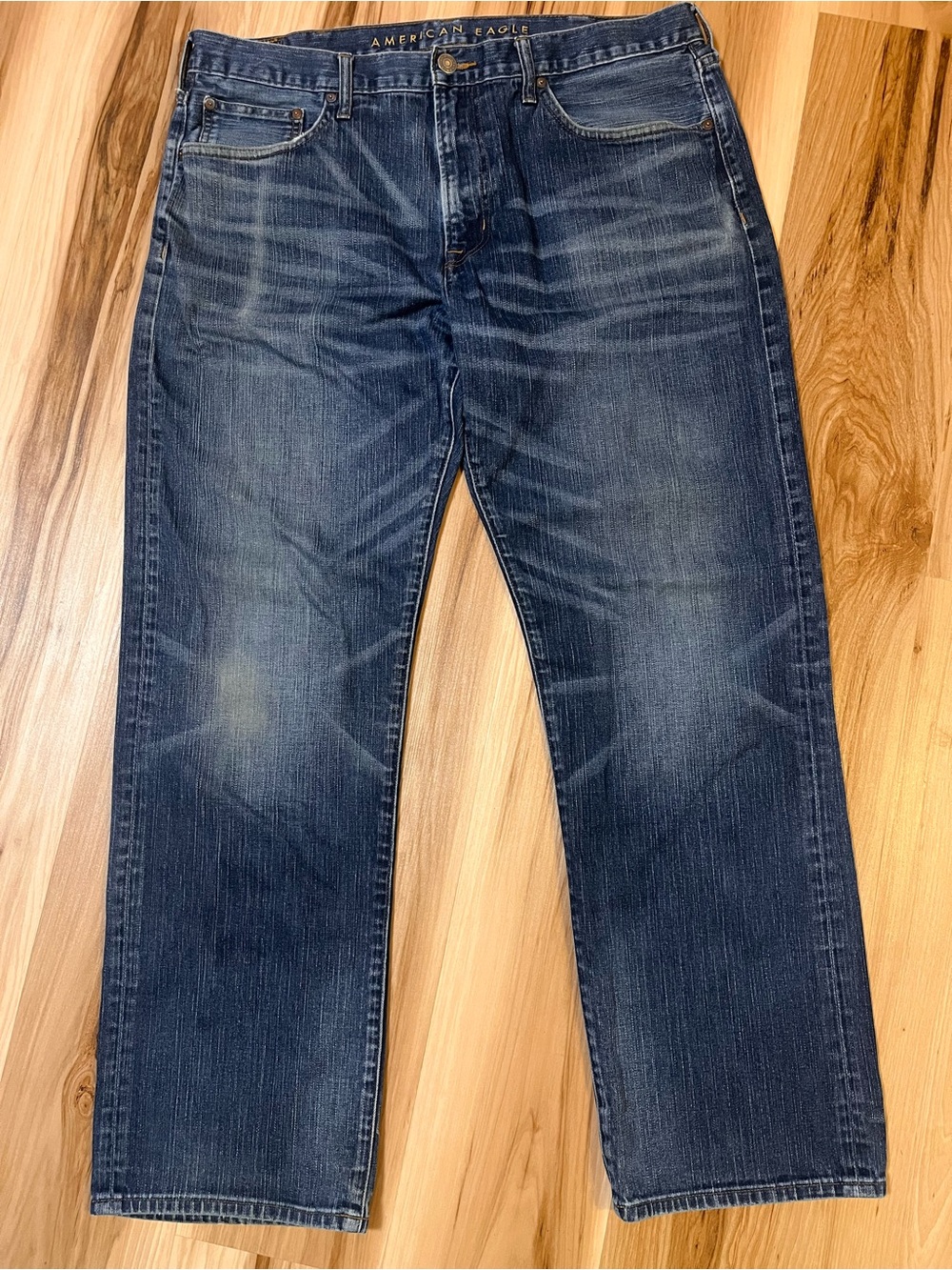 American Eagle AE Flex Jeans 38x34 Mens Blue Pants Relaxed Loose Straight Cotton